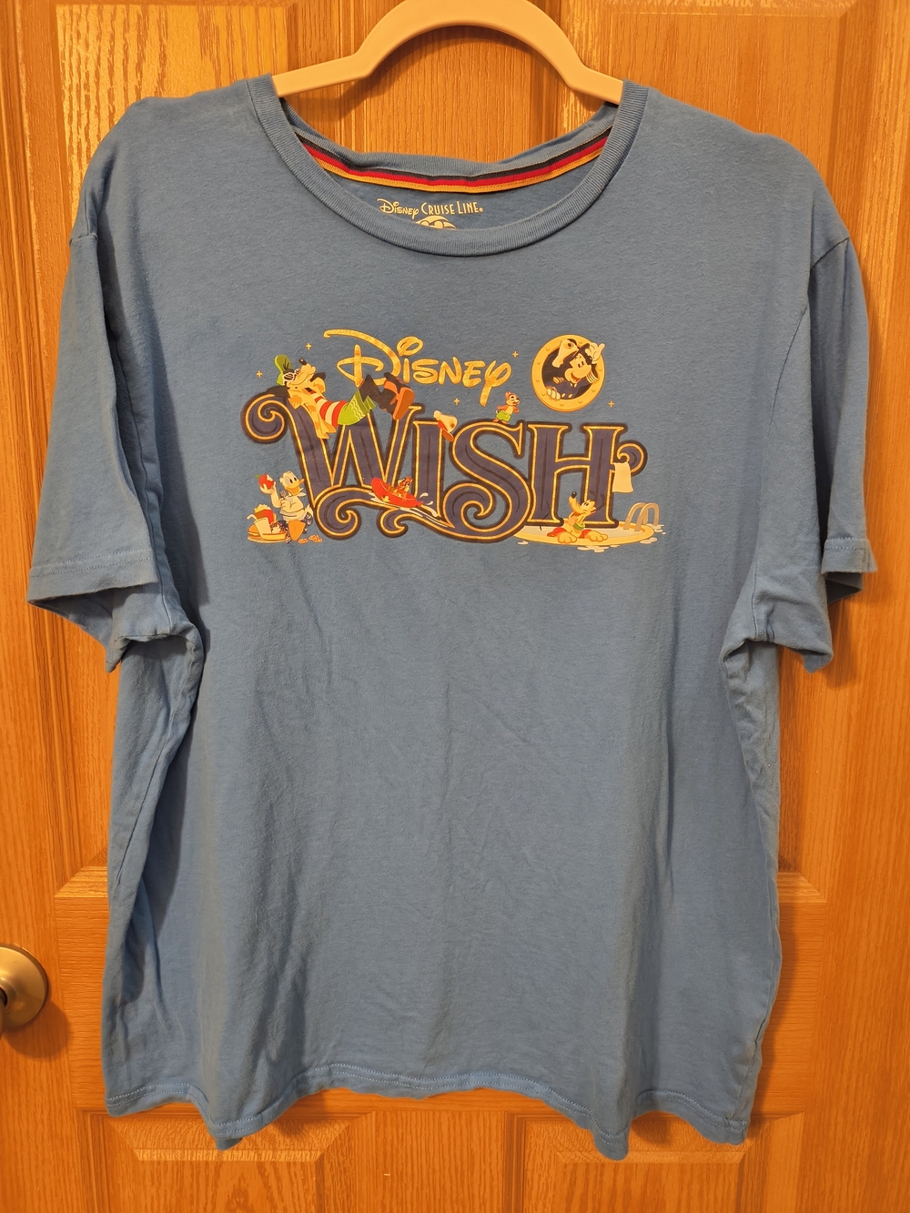 Disney Blue 'WISH' Graphic Short Sleeve Tee